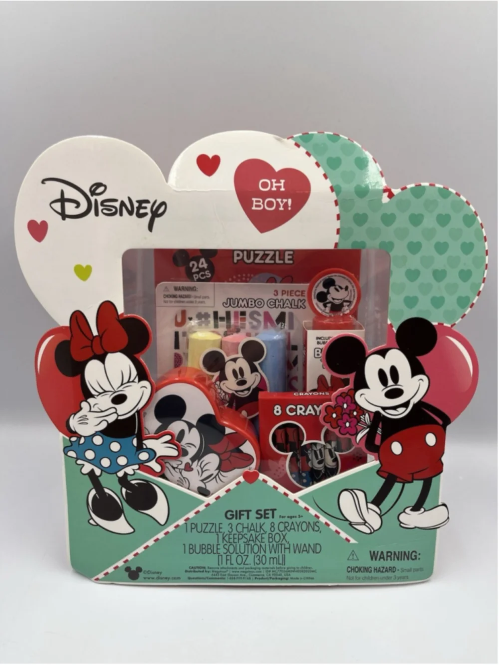 Disney Minnie & Mickey Valentine's Day Box Gift Set Puzzle Crayons New in BOX